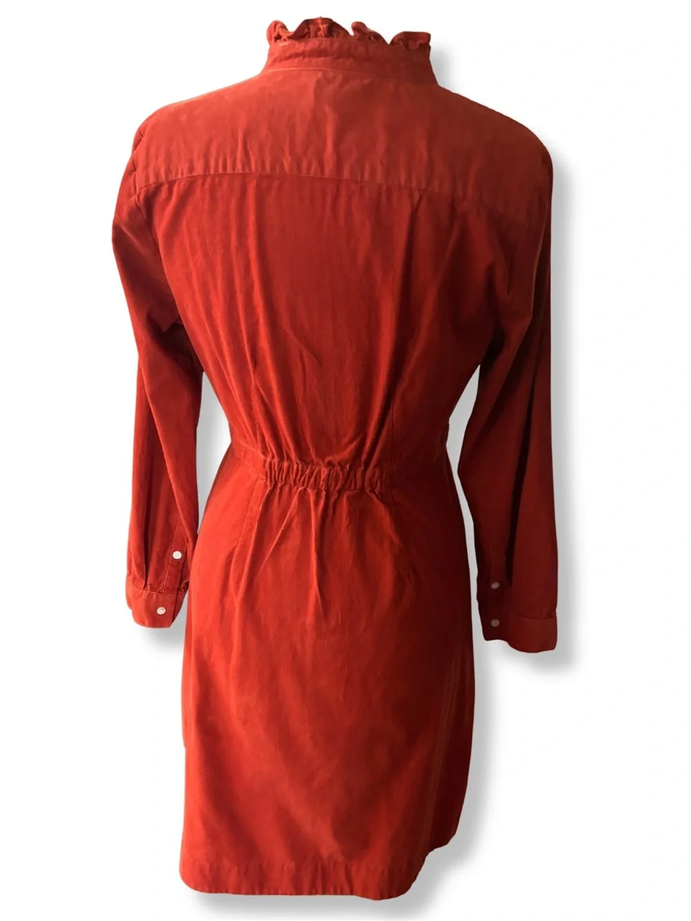 J.Crew Ruffle Collar Corduroy Shirt Dress Orange Size 8 Cotton